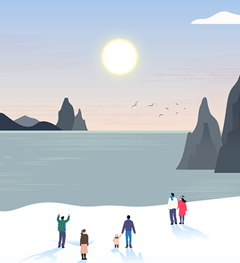 겨울 일출 일러스트 이미지